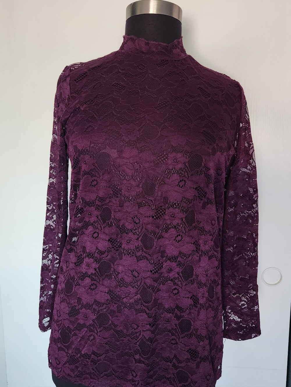 torrid Dark Plum Lace Mock Neck blouse